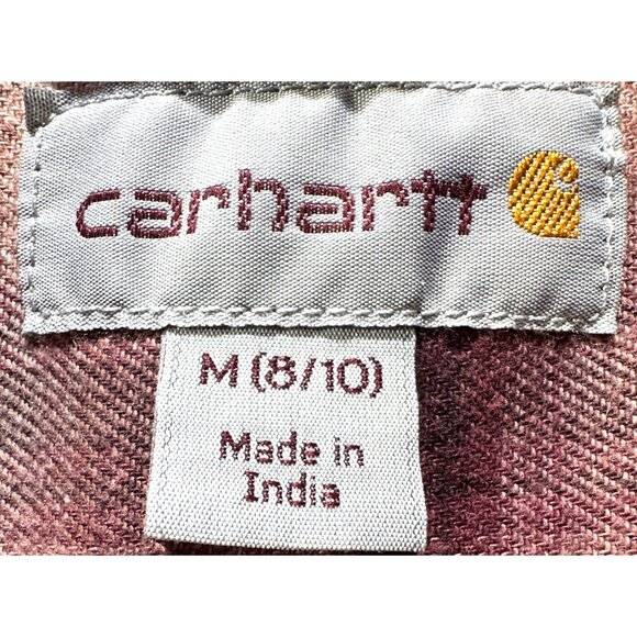 Carhartt Womens Plaid Button-Up Shirt M Long Sleeve Stretch Cotton/Spandex Pink - Picture 3 of 11